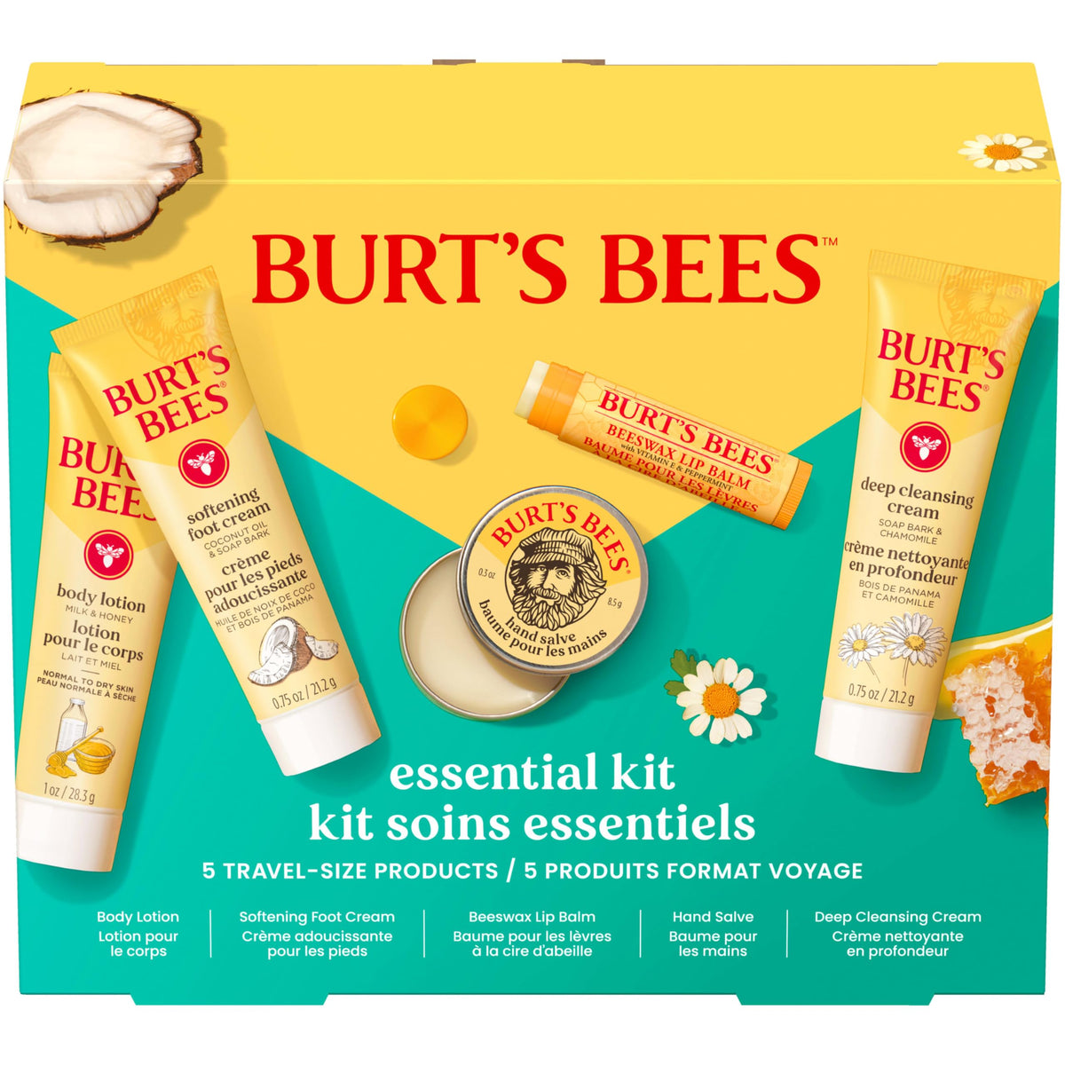Burt's Bees front packaging essentials set shown gift-ready