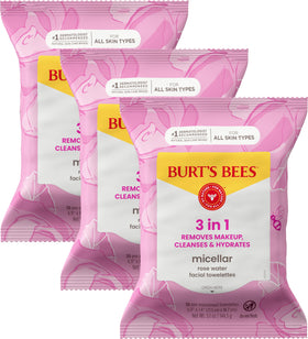 Burt's Bees front packaging showing micellar rose towelettes for gentle cleansing
