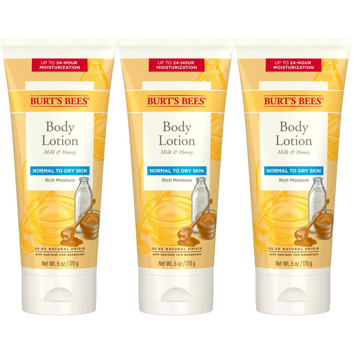 Burt's Bees front packaging showing milk and honey for clean hydration