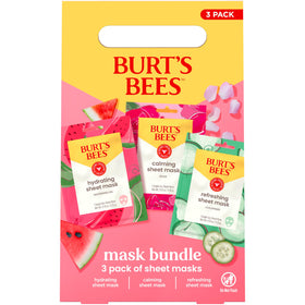 Burt's Bees front packaging showing three Mother's Day sheet masks and calm presentation