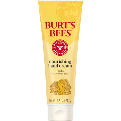 Burt's Bees front packaging showing 2.6 oz tube and branding benefits
