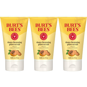 Burt's Bees front tube showing product and natural peach scent benefits