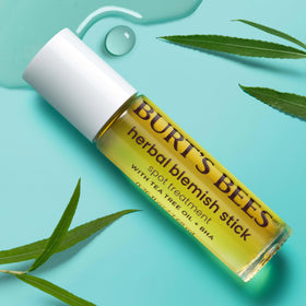 Burt's Bees tea tree and willow bark display highlighting botanical clarity benefits