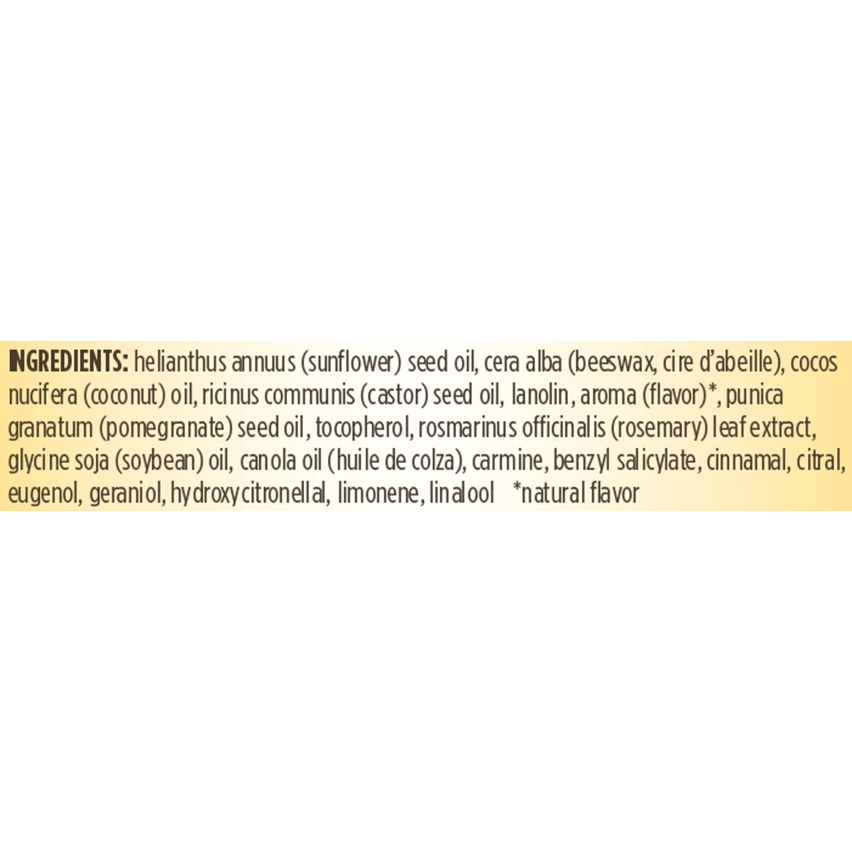 Burt's Bees ingredients with pomegranate visual emphasizing natural extracts