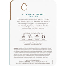Burt's Bees ingredients label highlighting turmeric and beeswax for antioxidant protection