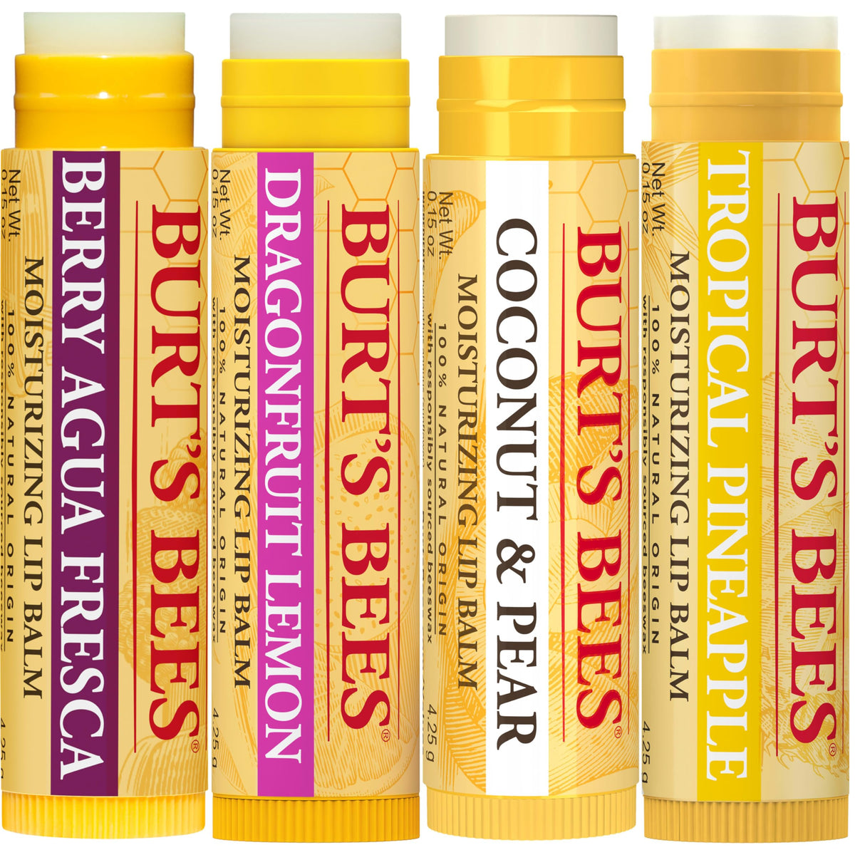 Burt's Bees ingredients label showing natural-origin formulation benefits