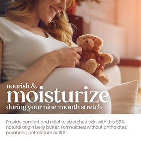 Burt's Bees tub beside natural ingredient props highlighting shea and cocoa butters