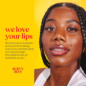 Burt's Bees ingredient label close-up showing natural origin and clean formula benefit