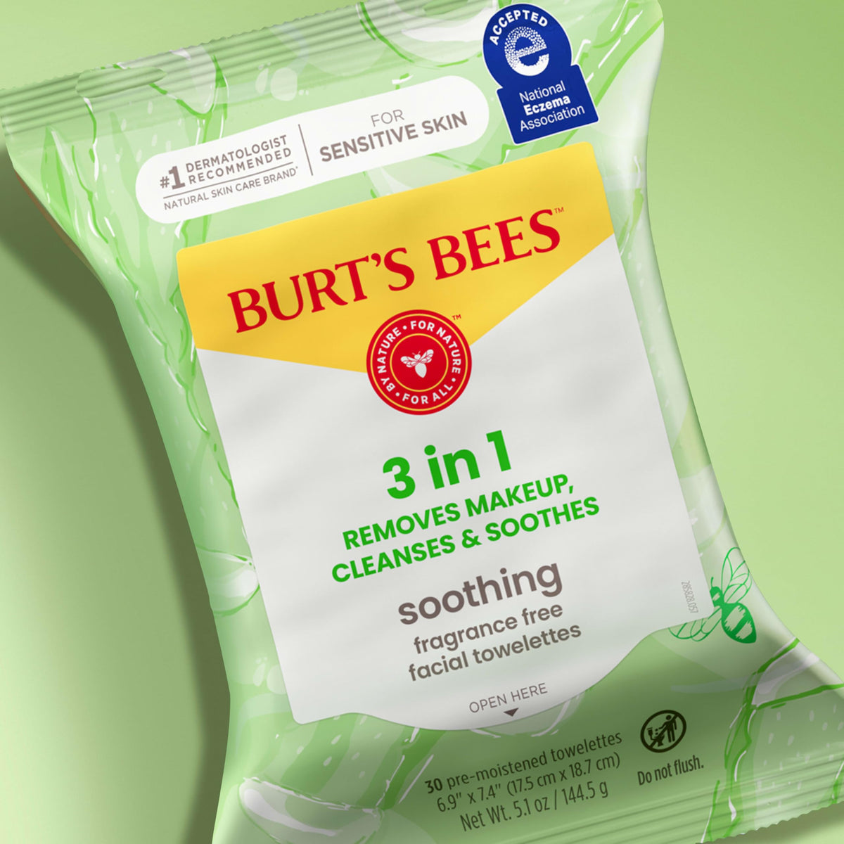 Burt's Bees label close-up showing key ingredients and clean formulation