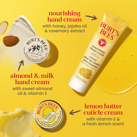Burt's Bees lemon butter cuticle cream being applied to nails to soften cuticles