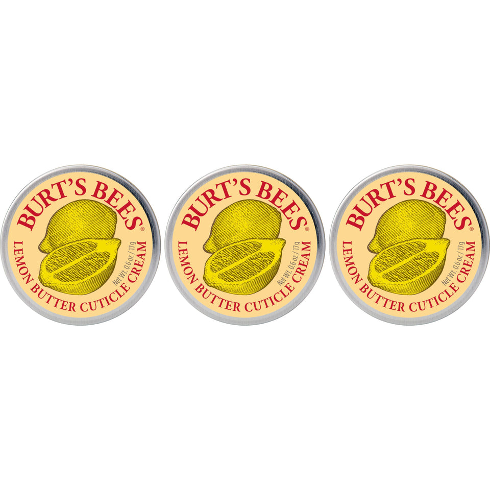Burt's Bees tin front view showing product and lemon scent benefit