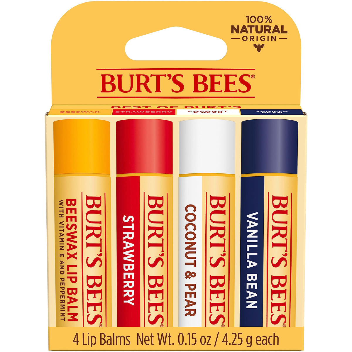 Burt's Bees tube on a bench outdoors suggesting on-the-go lip moisture and freshness