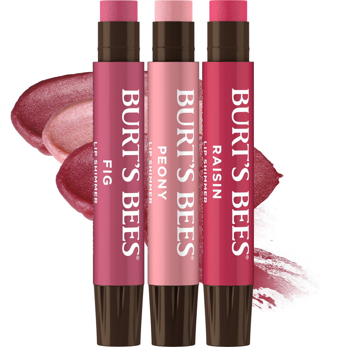 Burt's Bees front packaging trio showing clean, natural tinted balms