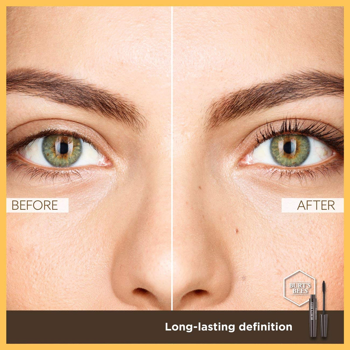 Burt's Bees application in hand showing easy-to-use wand and quick application benefit