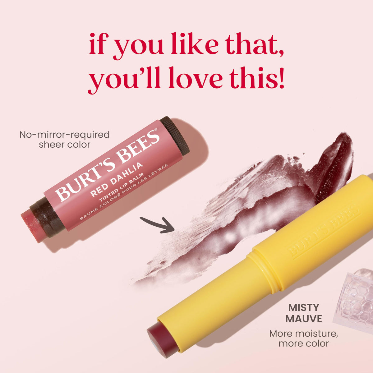 Burt's Bees open tube with ingredient focus showing shea butter and botanical waxes
