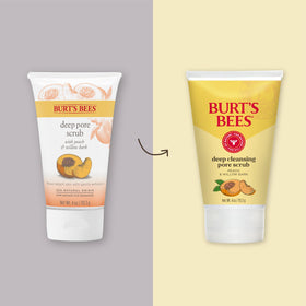 Burt's Bees peach stone texture close-up showing gentle exfoliation benefit