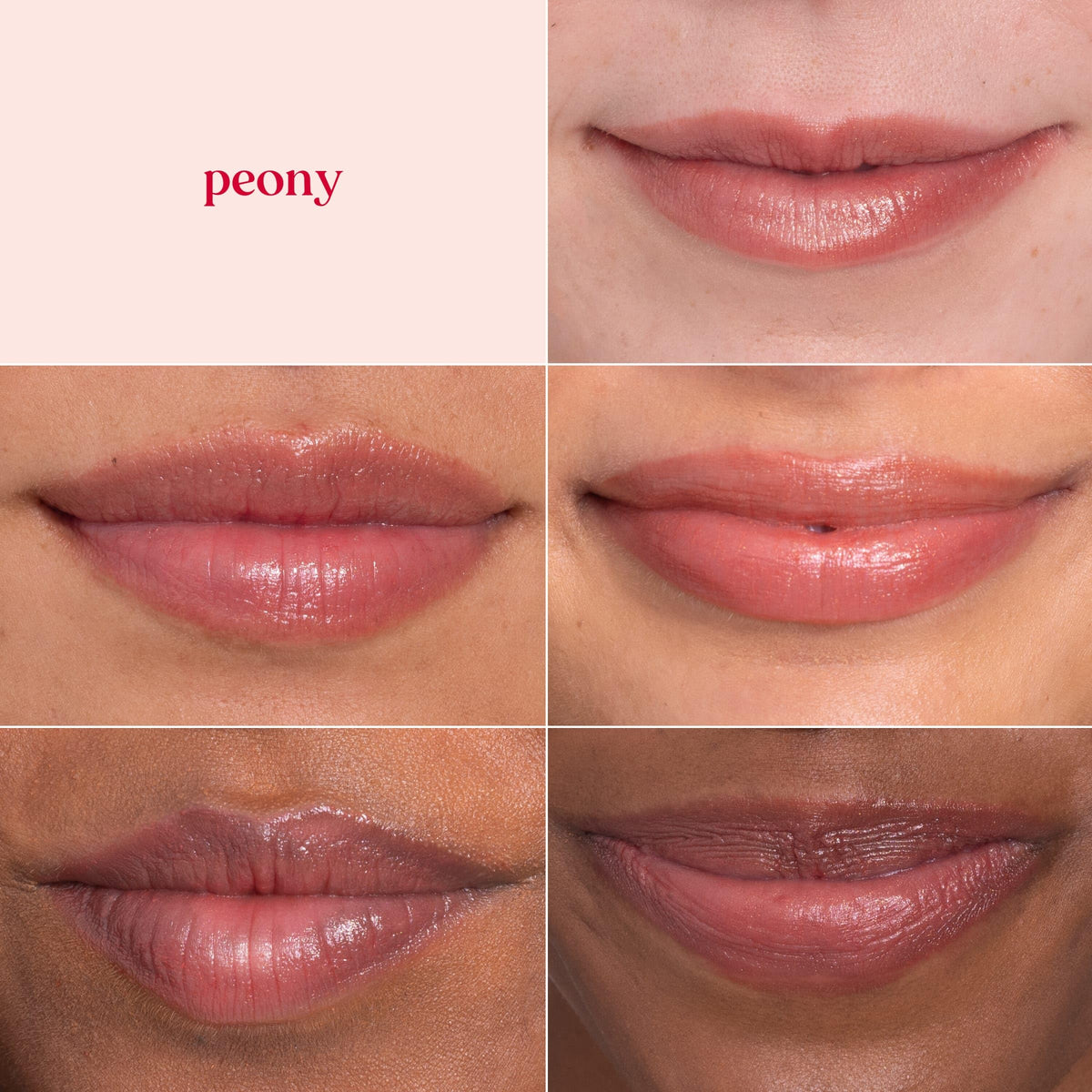 Burt's Bees Peony lip swatch on arm illustrating buildable color benefit