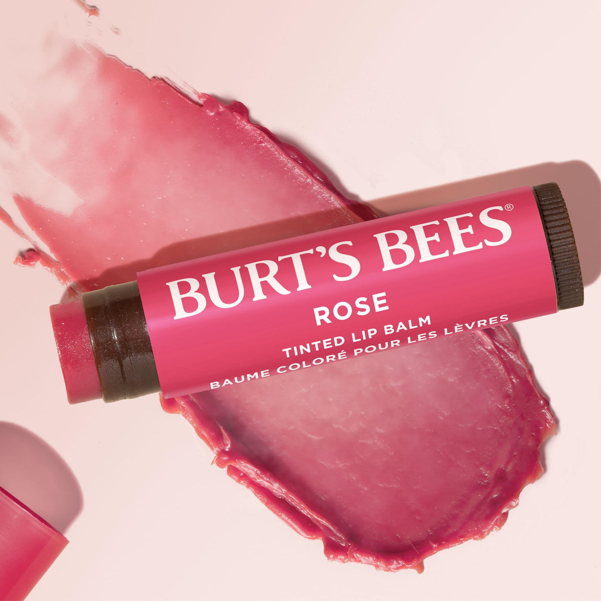 Burt's Bees applying Petal Rose on lips for instant tint and moisture