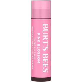 Burt's Bees open twist-up balm revealing Pink Blossom tint and easy application