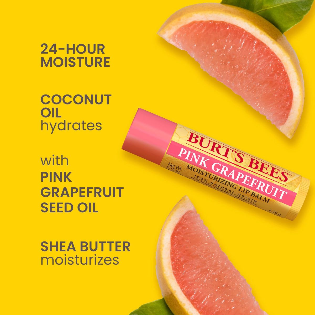 Burt's Bees tube open to reveal balm texture and smooth glide