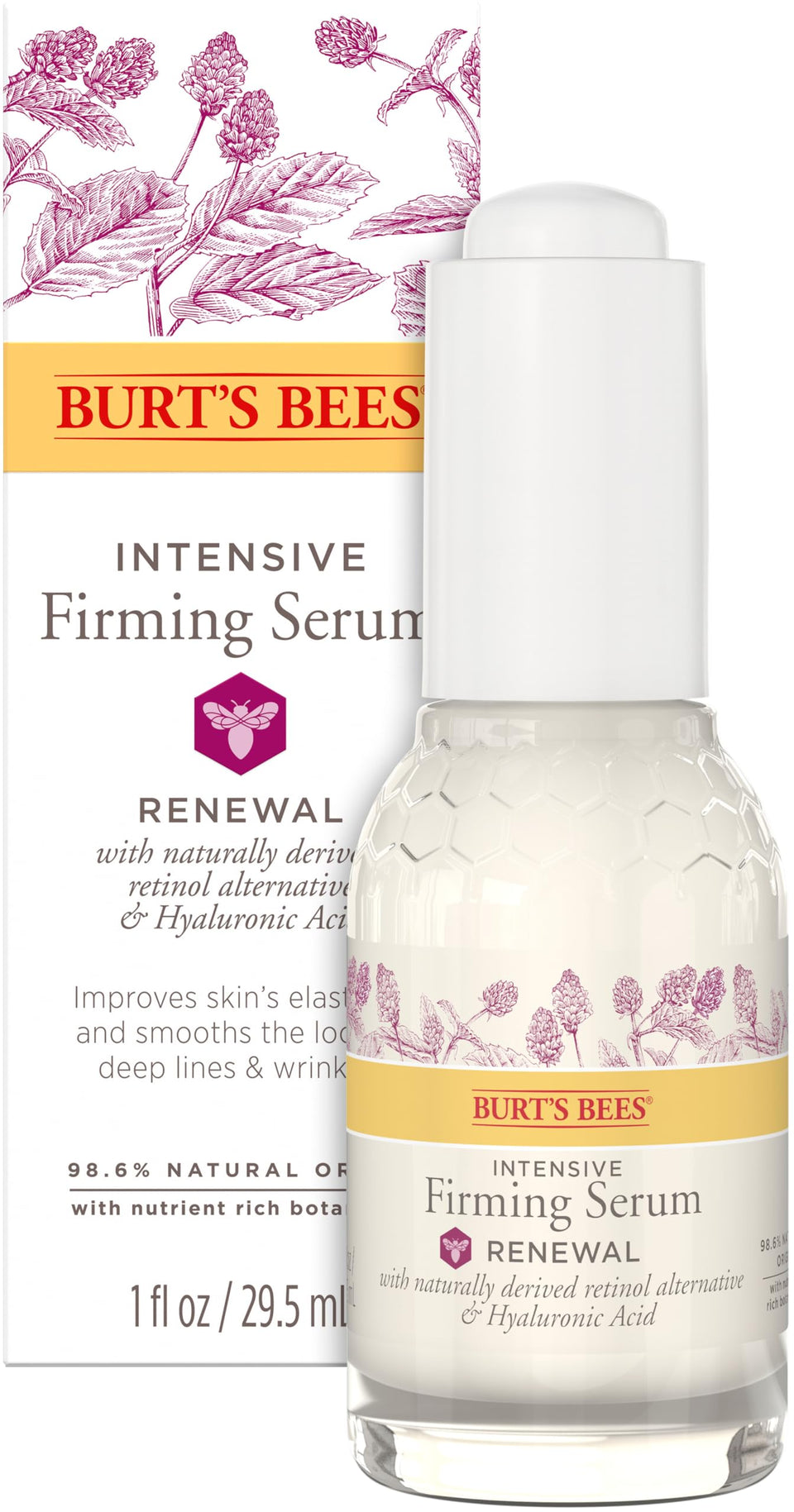 Burt's Bees front bottle showing clean packaging and natural-origin claim benefits
