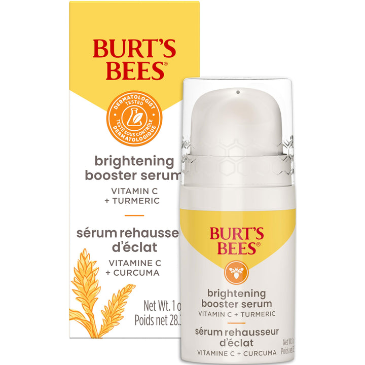 Burt's Bees front bottle view showing clean brightening serum and natural packaging benefit