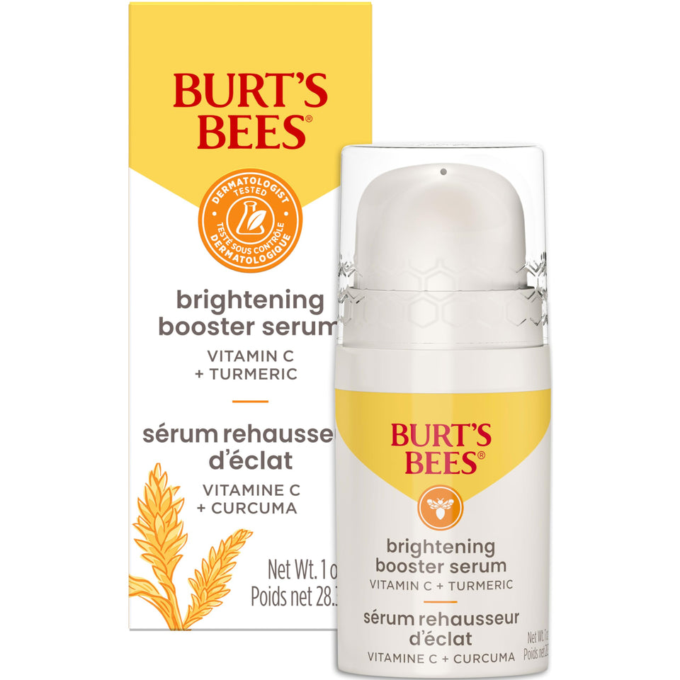 Burt's Bees front bottle view showing clean brightening serum and natural packaging benefit