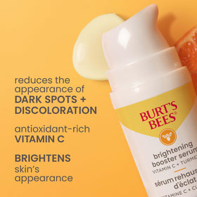 Burt's Bees ingredient focus with Vitamin C and turmeric highlighting antioxidant benefit
