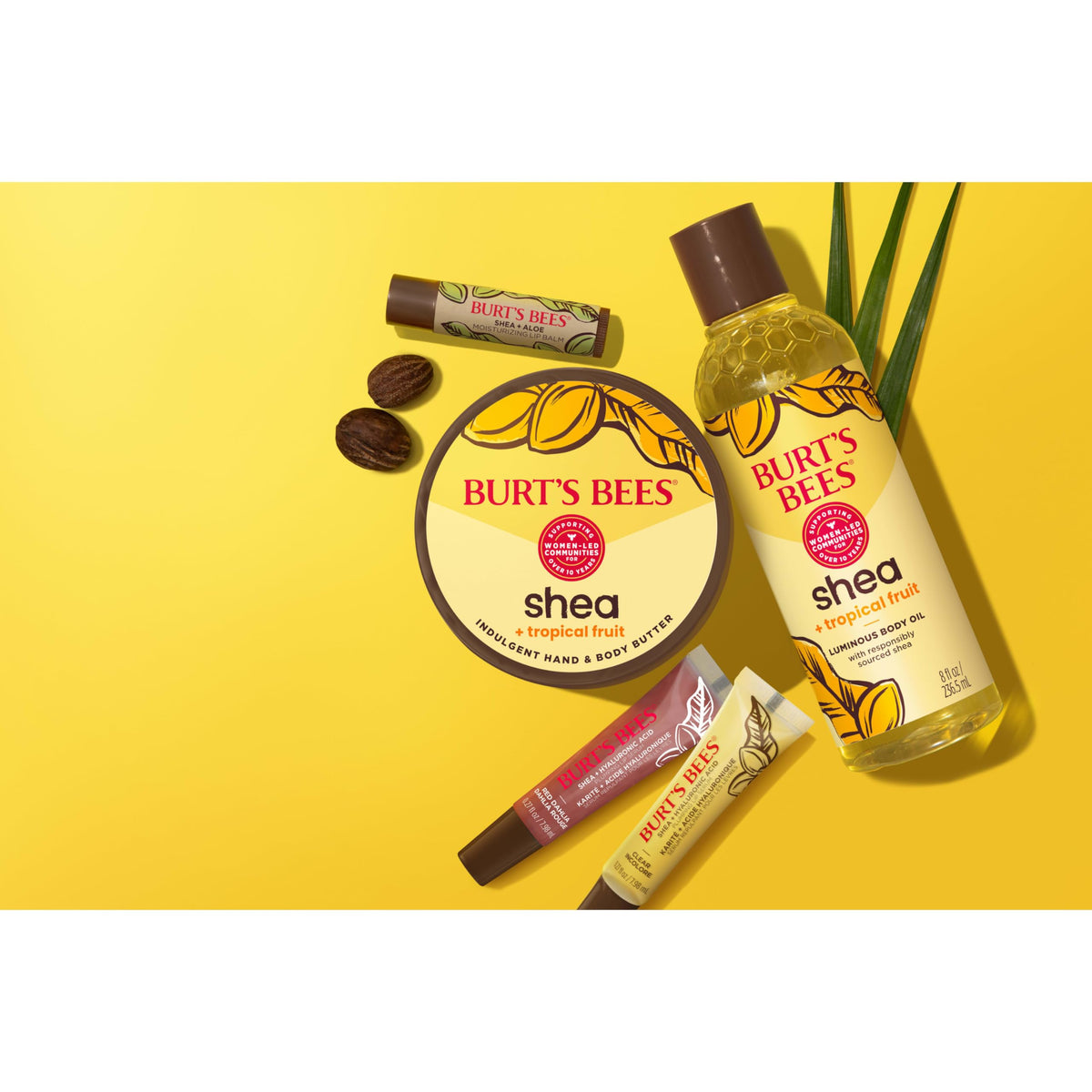 Burt's Bees tub on bathroom vanity indicating everyday on-hand moisturizing routine