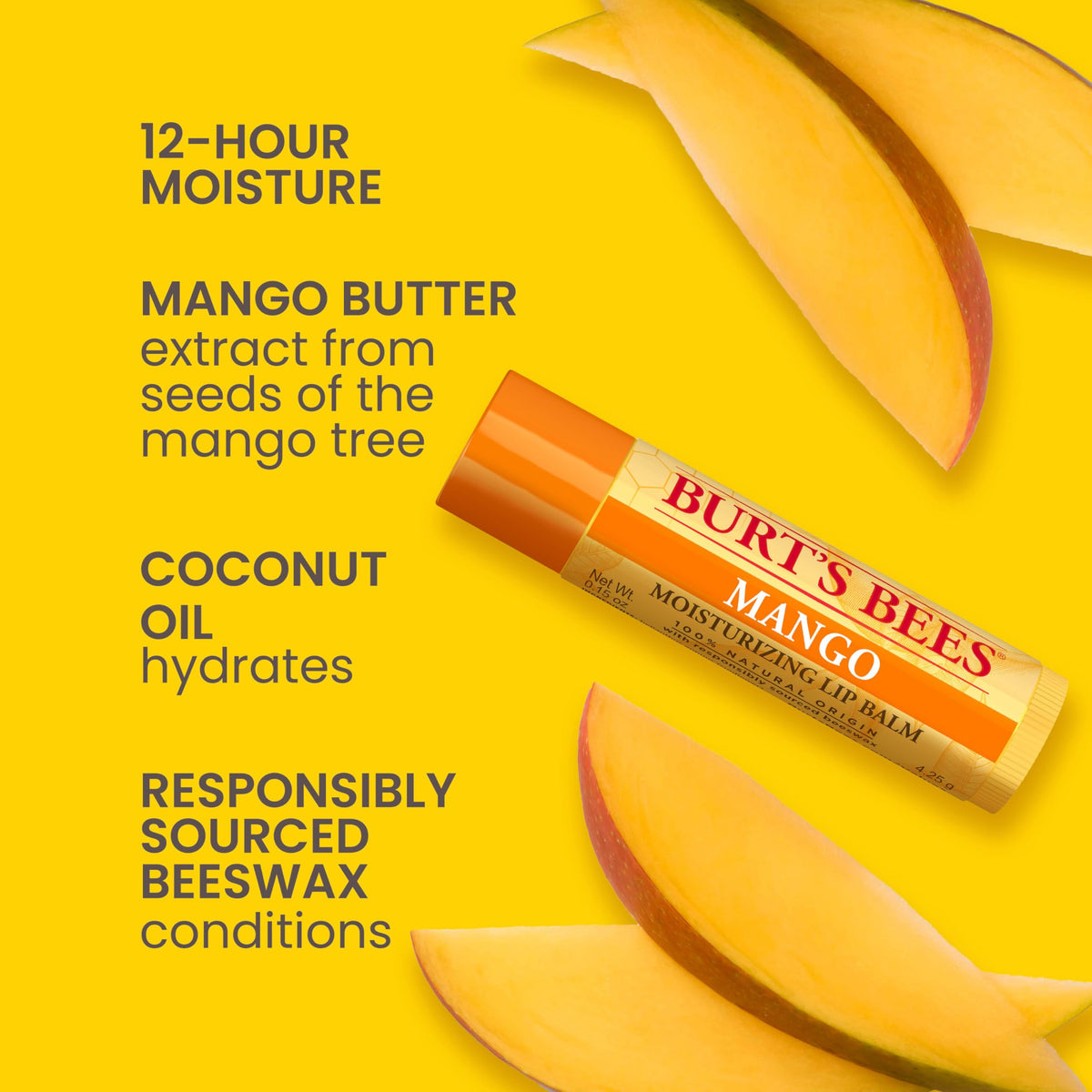 Burt's Bees single Pink Grapefruit tube close-up highlighting smooth application