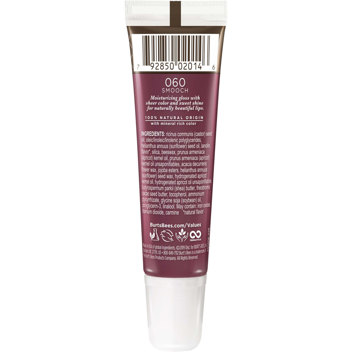 Burt's Bees lifestyle smiling model wearing Smooch showing hydrated, polished lips