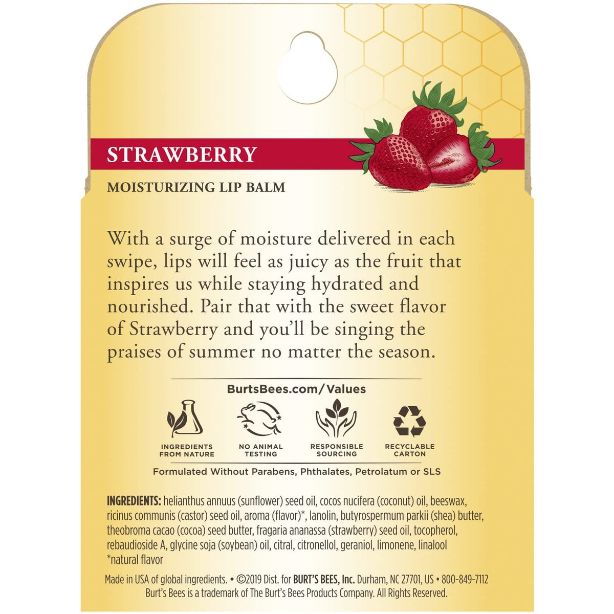 Burt's Bees tube inside a purse signaling convenient on-the-go care