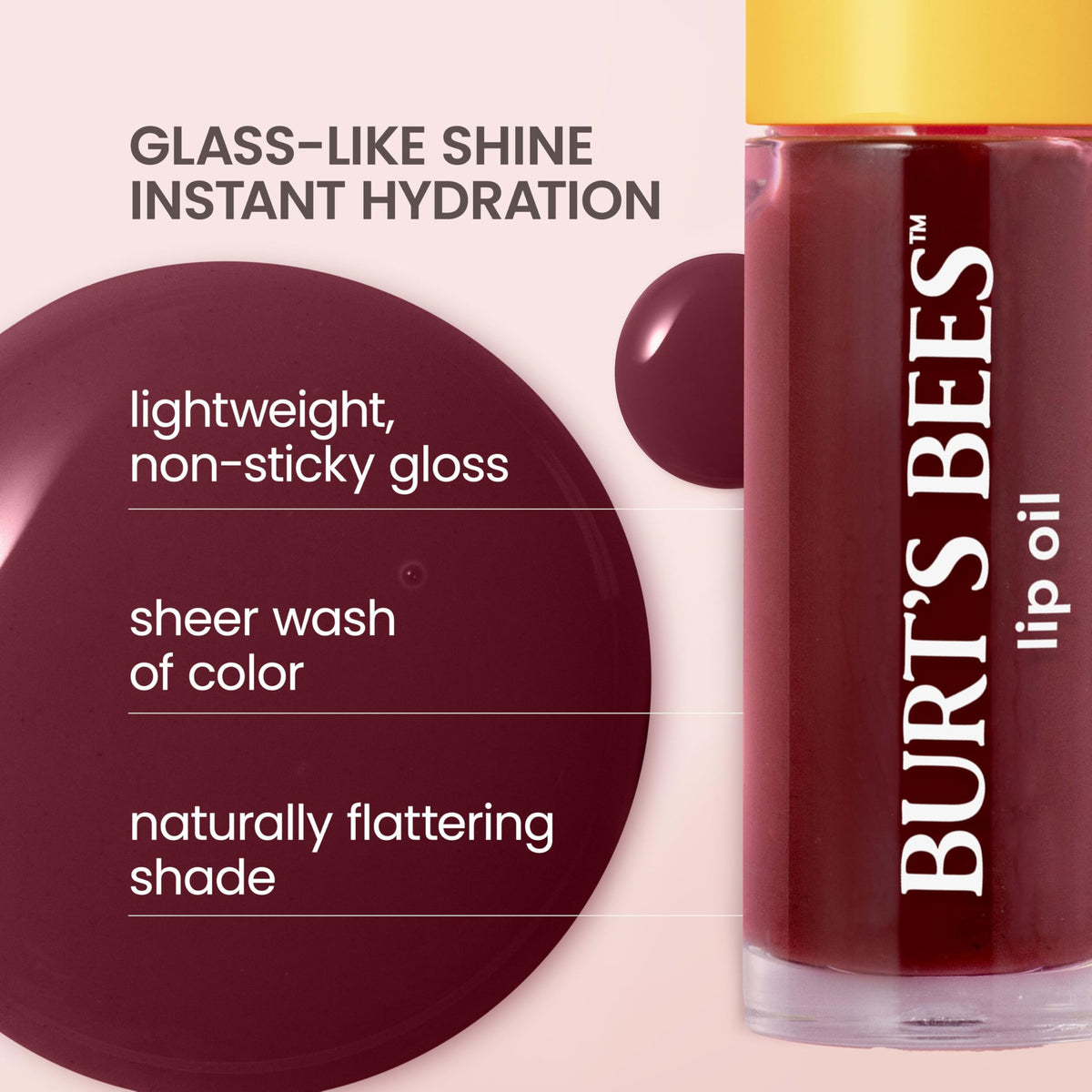Burt's Bees oil texture close-up highlighting lightweight hydrating feel