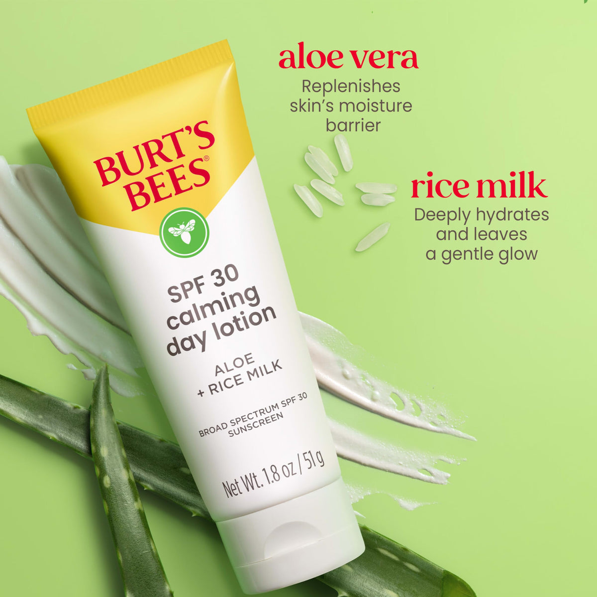 Burt's Bees lotion texture on fingertip, fast-absorbing hydration benefit