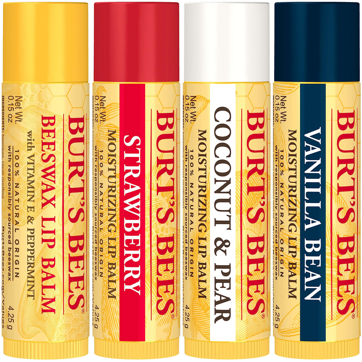 Burt's Bees balm swiped on hand to reveal smooth, non-greasy conditioning