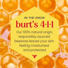 Burt's Bees tube beside a coin showing compact size and travel-friendly benefit