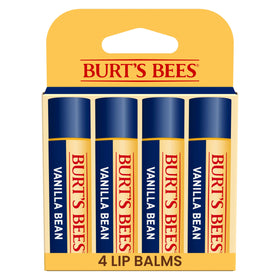 Burt's Bees front packaging showing vanilla bean tubes and natural appeal