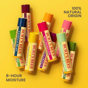 Burt's Bees vanilla bean tube angled to display label and gentle, soothing texture