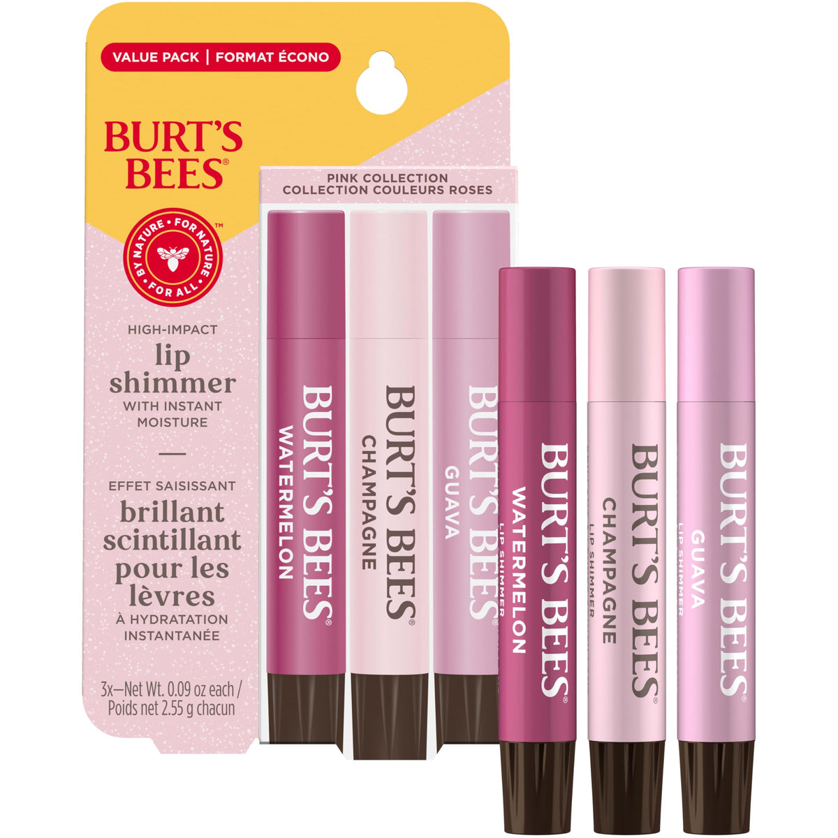 Burt's Bees Watermelon tube closed highlighting compact portable design and protection