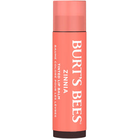Burt's Bees open tube tip of Zinnia tinted balm ready for one-swipe application benefit