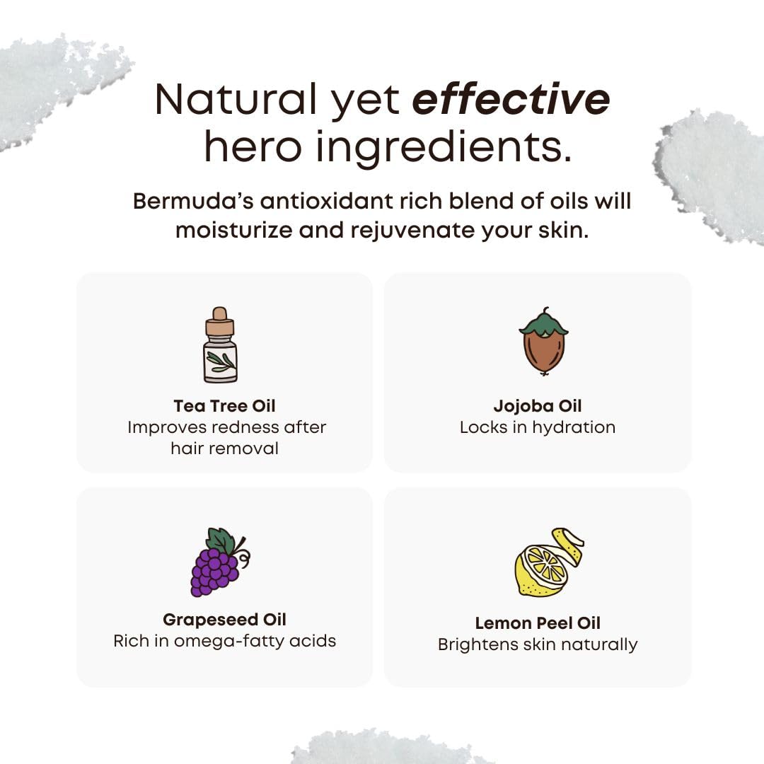 Jojoba, coconut and tea tree oil bottles beside scrub highlighting Bushbalm natural blend