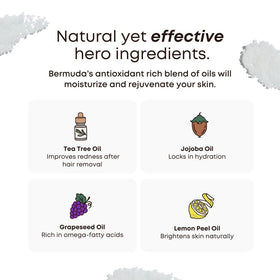 Jojoba, coconut and tea tree oil bottles beside scrub highlighting Bushbalm natural blend