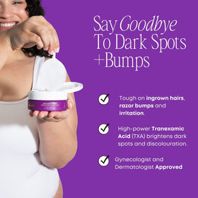 Bushbalm pad used on underarm to soothe razor bumps