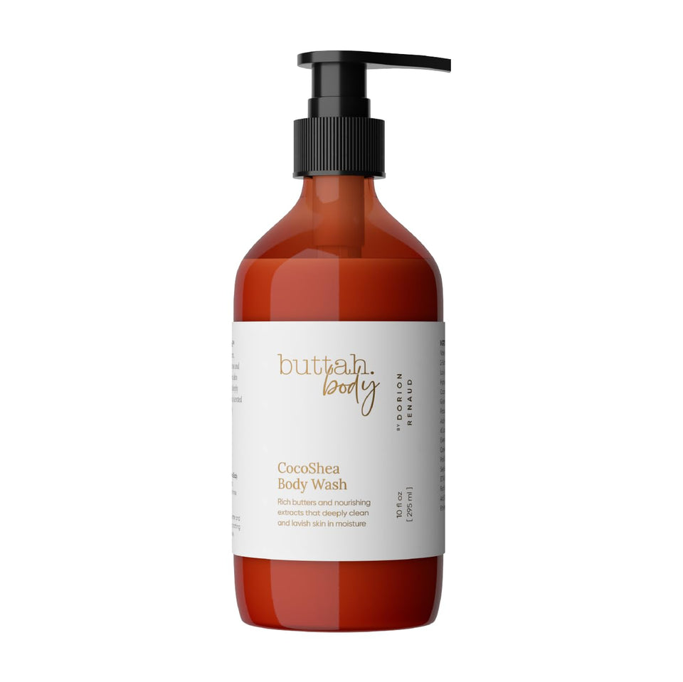 buttah. CocoShea front packaging showing 10oz bottle and clean design, highlighting nourishing formula