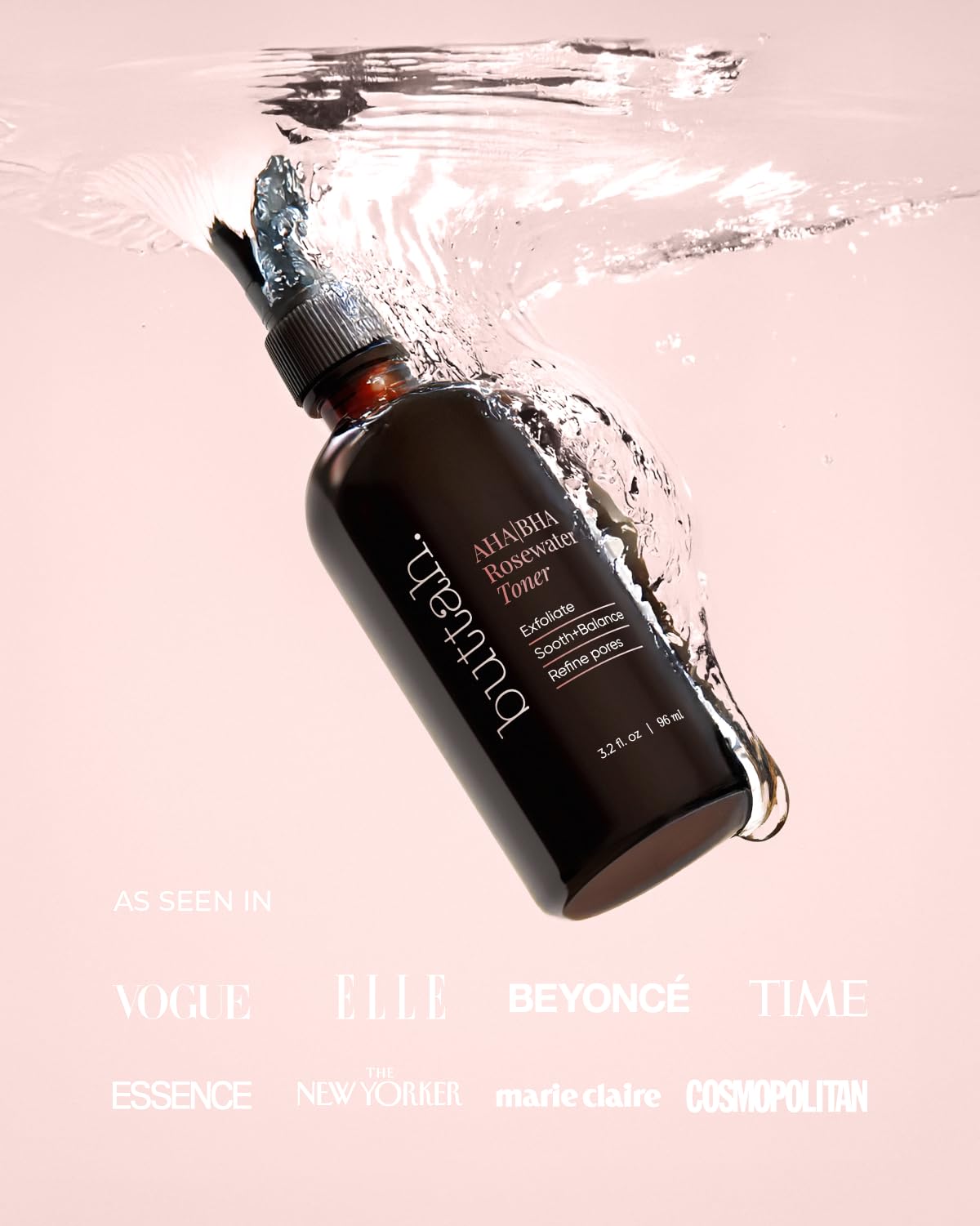 Buttah rosewater toner 100ml bottle placed next to serum illustrating routine pairing