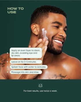 buttah scrub being applied to face showing cleansing and smoothing benefit