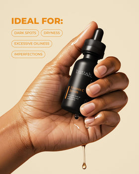 buttah. label close-up highlighting 15% vitamin C and ferulic acid benefits