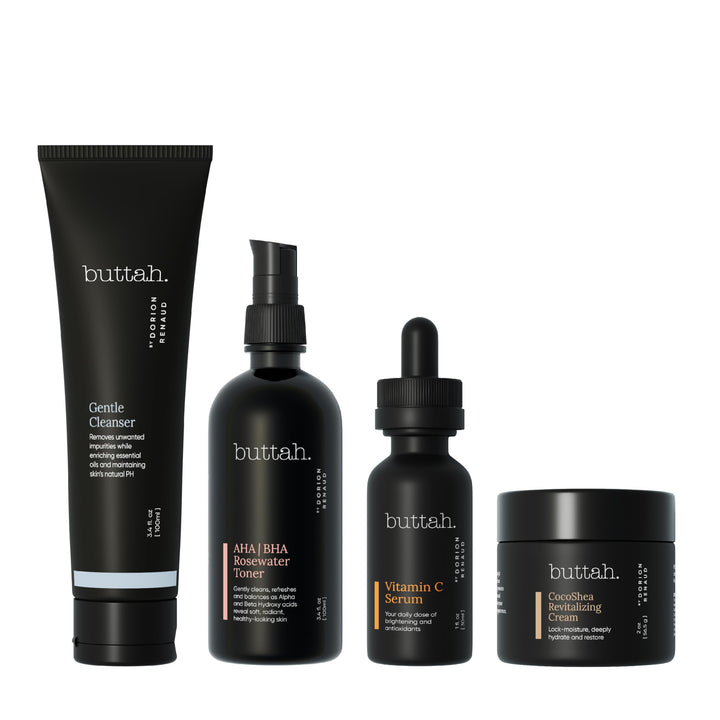buttah. supreme kit front packaging displays complete routine benefits
