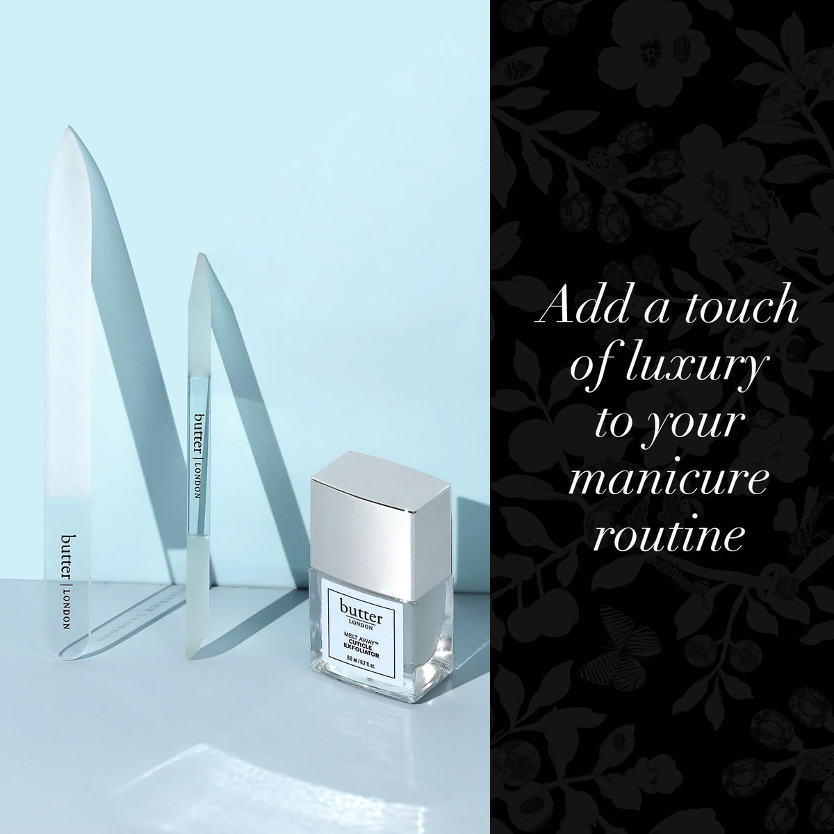 butter LONDON pointed tip detail for precise under-nail cleaning and debris removal