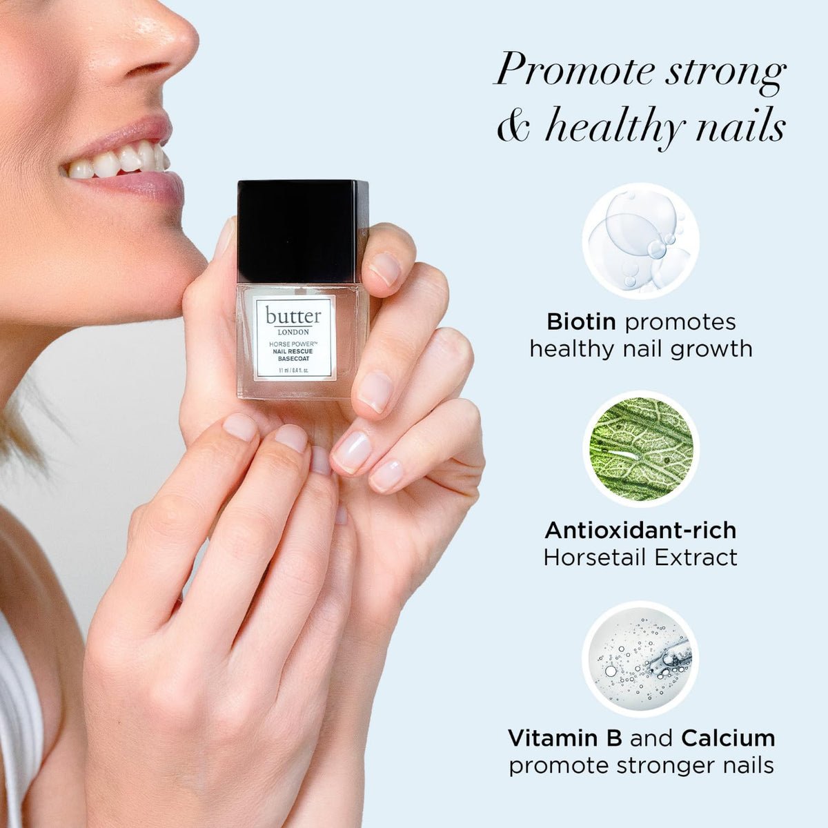 butter LONDON formula texture close-up highlighting lightweight, quick-dry finish